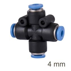 AIRCRAFT Pu Hose Fitting 4 Way Connector 4mm